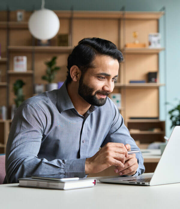 Remote worker sitting at desk