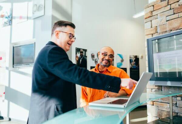 Coworkers collaborating with freedom of cloud platform